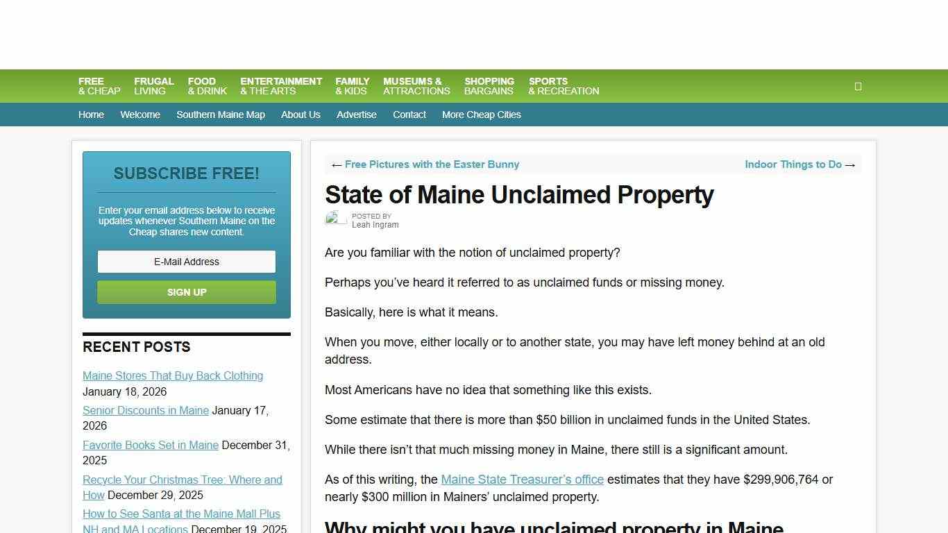State of Maine Unclaimed Property